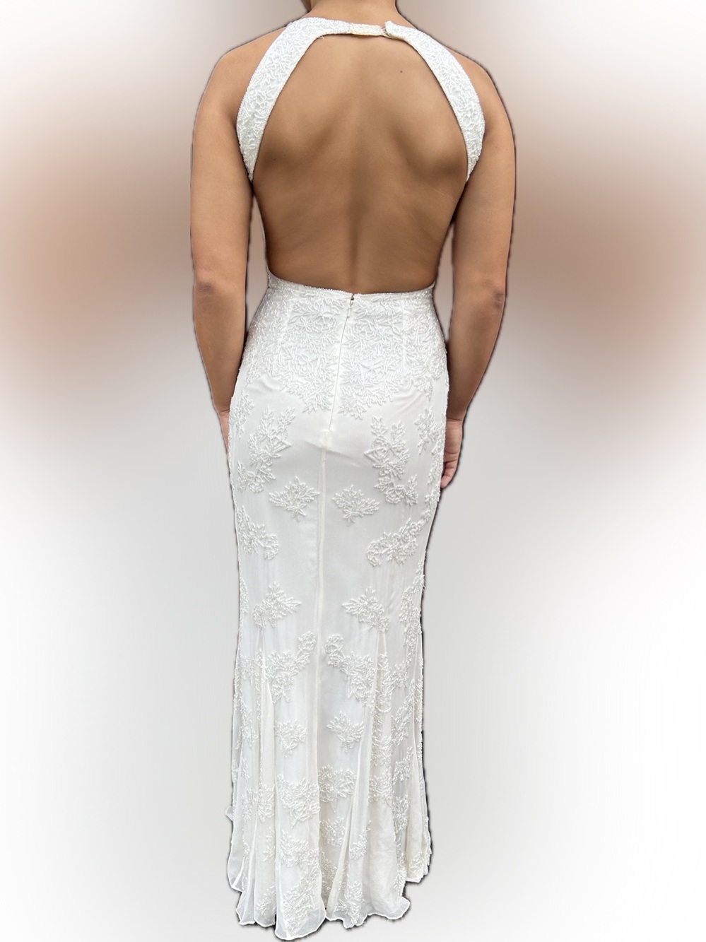 VTG Silk Vintage SCALA beaded long fitted wedding evening dress Small